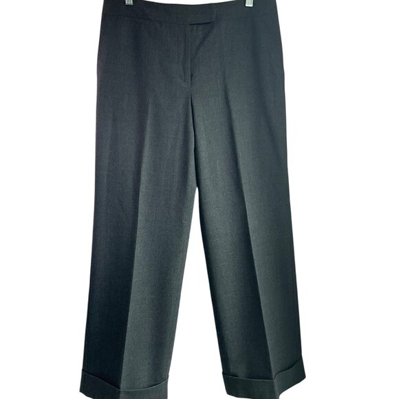 Vintage Talbots 10 Gray Wool Dress Pants Wide Leg Cuffed Hem Italian Wool - Picture 1 of 12